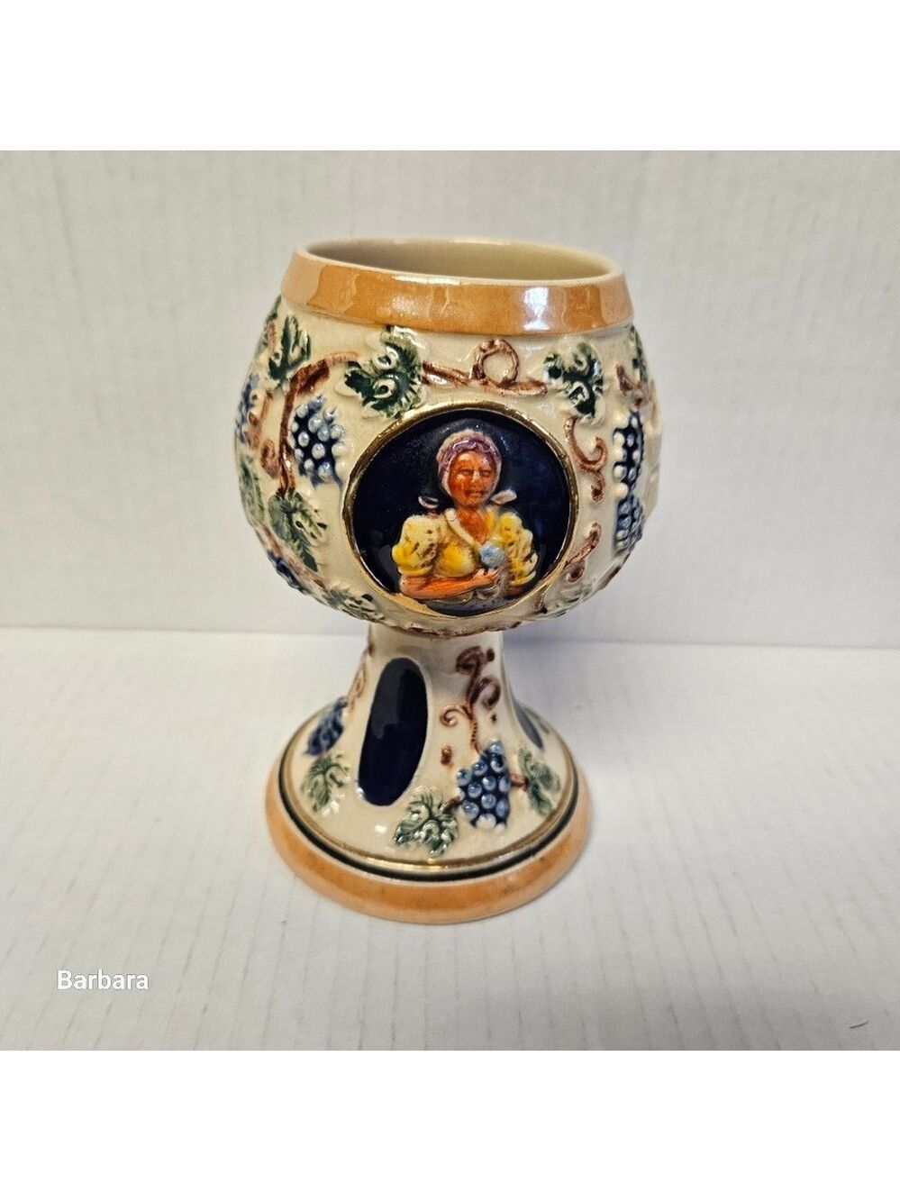Vintage West Germany Ceramic Wine Chalice Goblet
